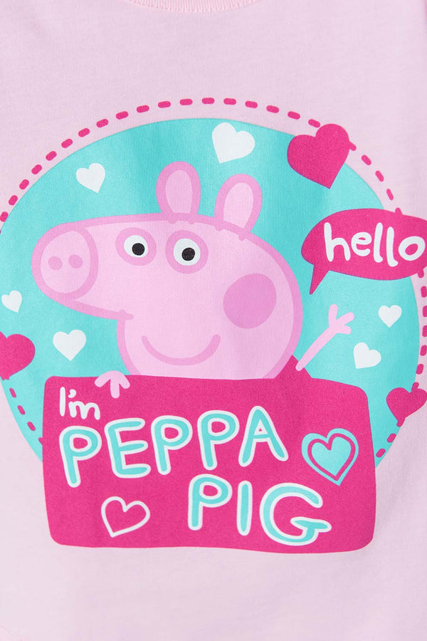 CAMISETA DE PEPPA PIG MANGA CORTA ROSADA PARA NIÑA 2T A 5T