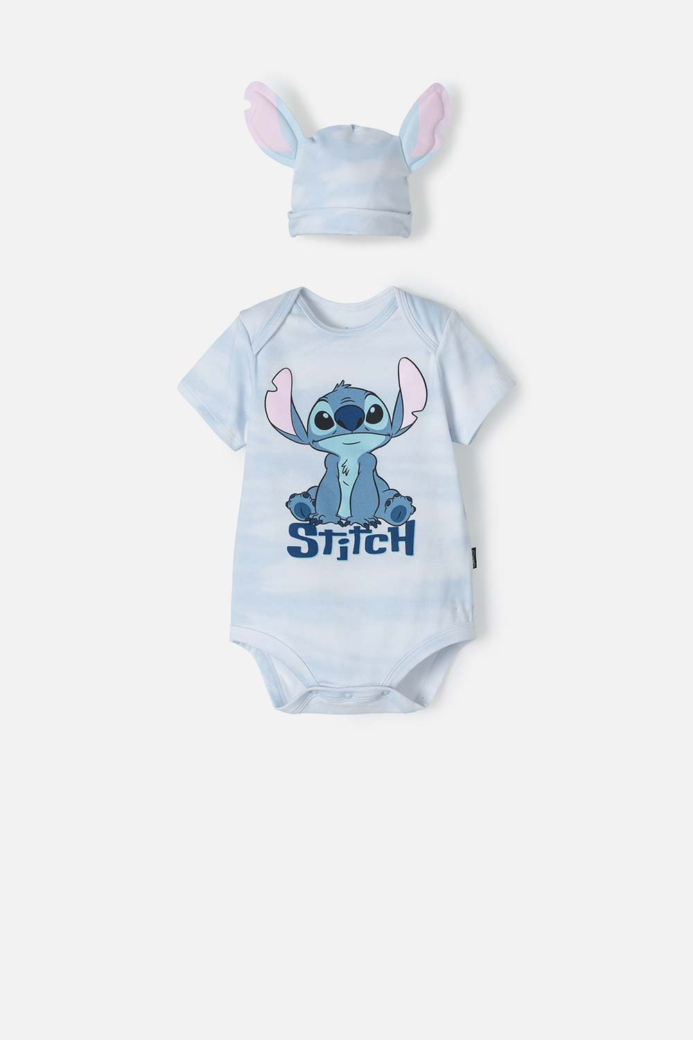 PIJAMA DE STITCH CON GORRO AZUL PARA BEBÉ NIÑO