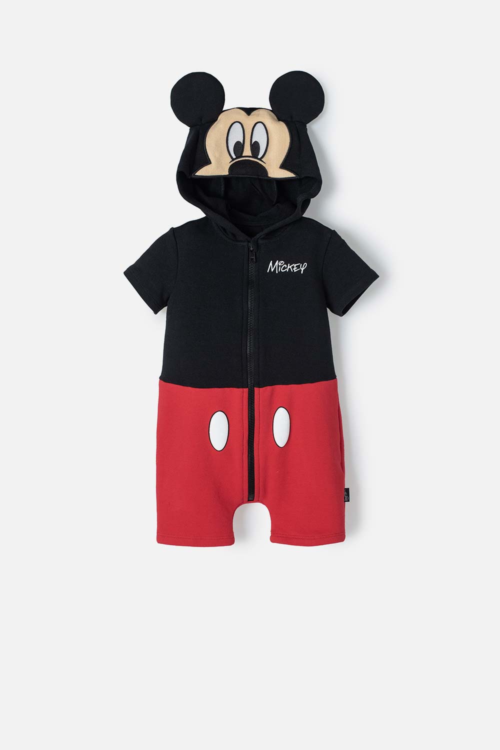 ENTERIZO DE MICKEY MOUSE NEGRO Y ROJO CORTO PARA BEBÉ NIÑO