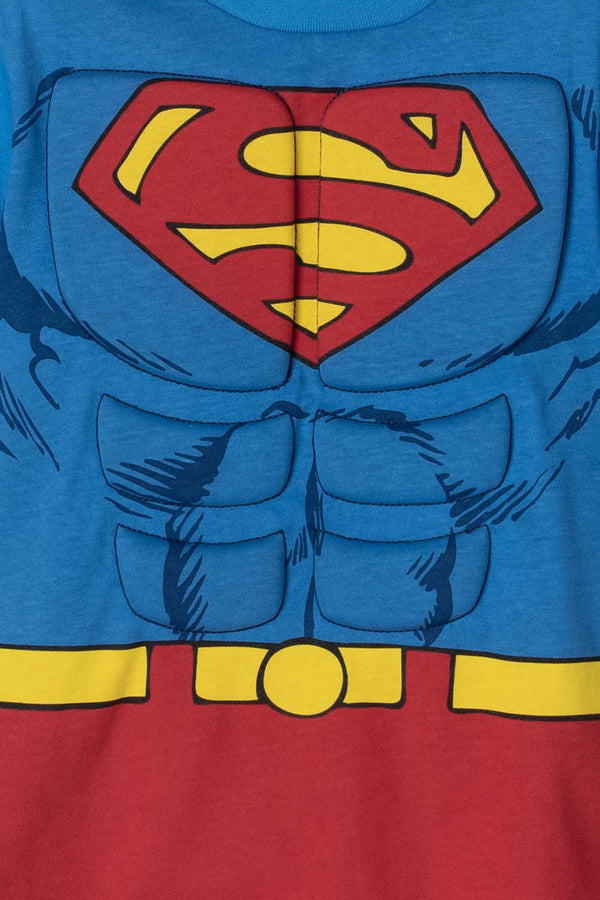 CAMISETA DE SUPERMAN AZUL Y ROJA CON MANUALIDAD 3D PARA NIÑO 2T A 5T