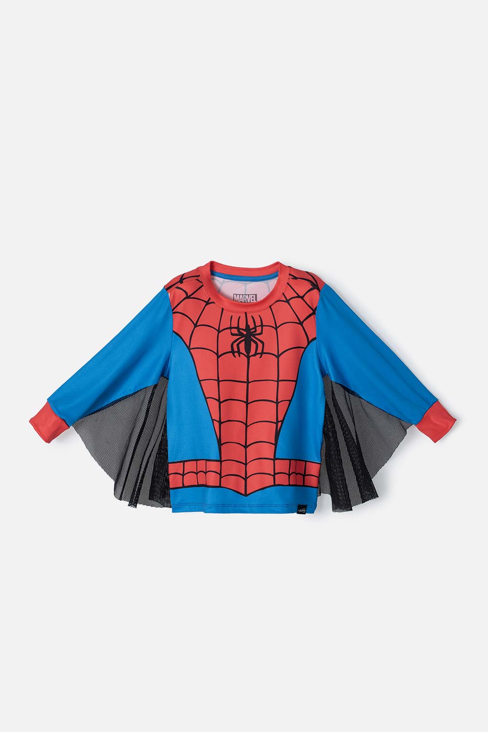 PIJAMA DE SPIDER- MAN AZUL, ROJA Y NEGRA DE MANGA LARGA PARA NIÑO 2T A 5T