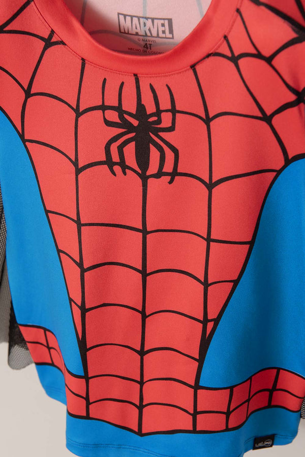 PIJAMA DE SPIDER- MAN AZUL, ROJA Y NEGRA DE MANGA LARGA PARA NIÑO 2T A 5T