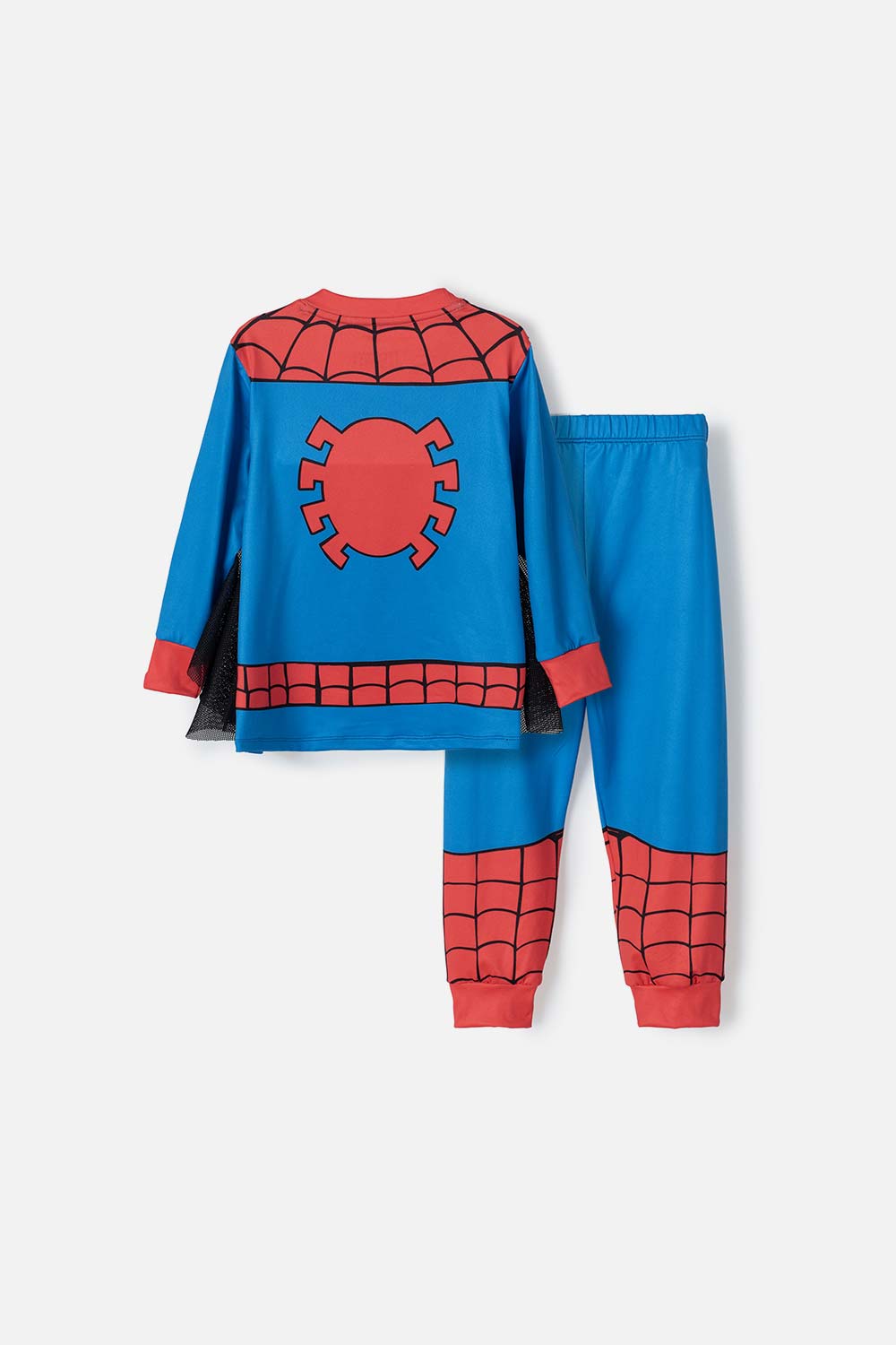 PIJAMA DE SPIDER- MAN AZUL, ROJA Y NEGRA DE MANGA LARGA PARA NIÑO 2T A 5T