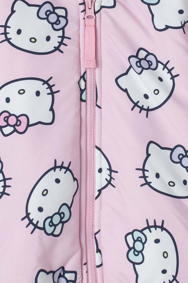 CHAQUETA DE HELLO KITTY CON CAPUCHA ROSADA PARA NIÑA 2T A 5T