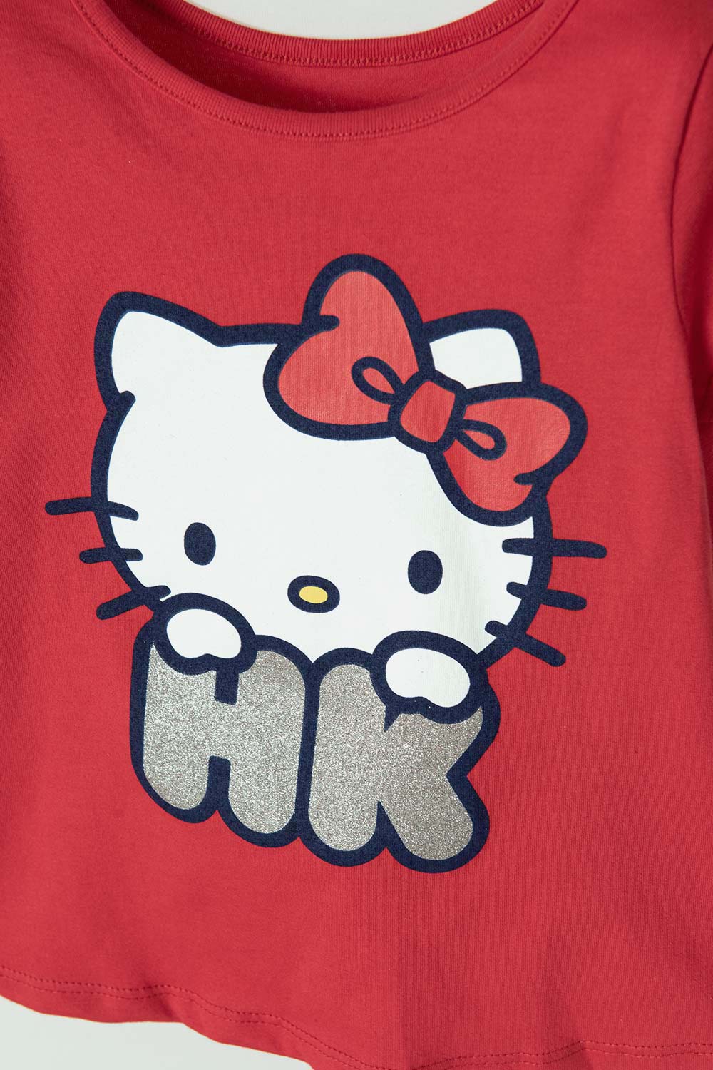 CAMISETA DE HELLO KITTY MANGA CORTA ROJA PARA NIÑA 2T A 5T
