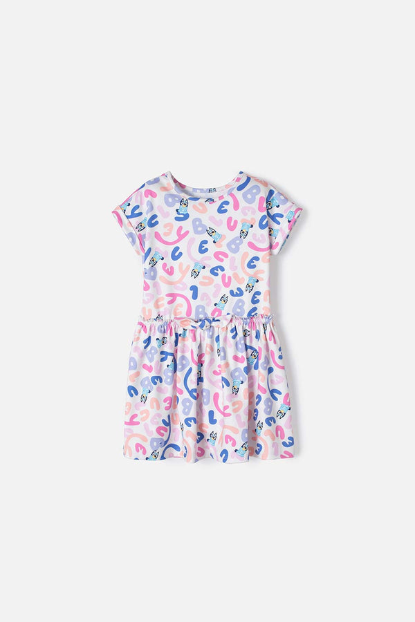 VESTIDO DE BLUEY MULTICOLOR MANGA CORTA PARA NIÑA 2T A 6T