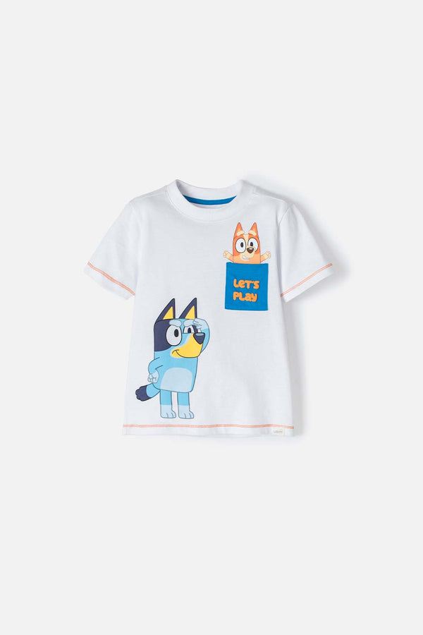 CAMISETA DE BLUEY BLANCA MANGA CORTA PARA NIÑO 2T A 5T