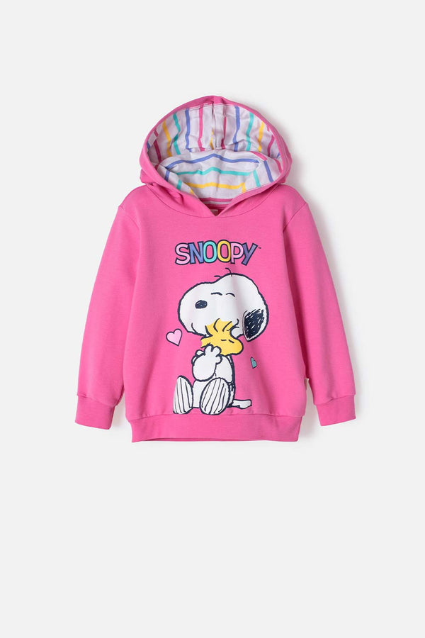 BUZO DE SNOOPY CON CAPUCHA ROSADO PARA NIÑA 2T A 5T