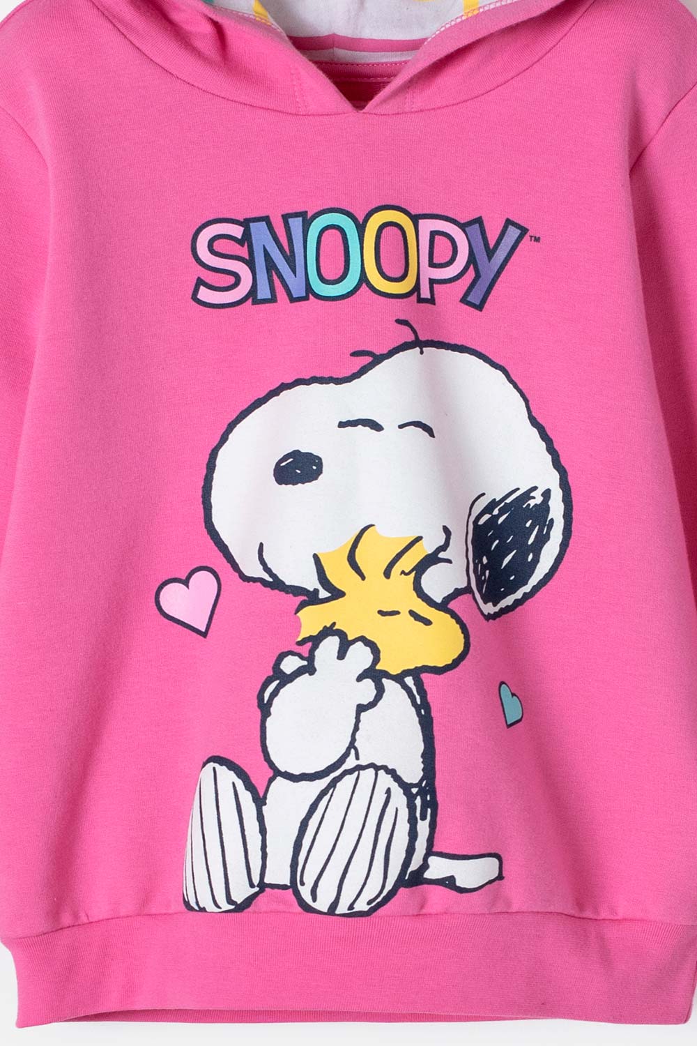 BUZO DE SNOOPY CON CAPUCHA ROSADO PARA NIÑA 2T A 5T