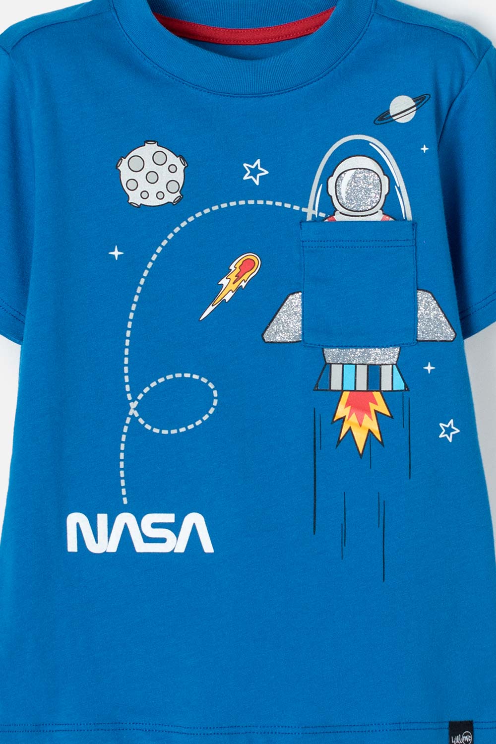 CAMISETA DE NASA MANGA CORTA AZUL PARA NIÑO 2T A 5T