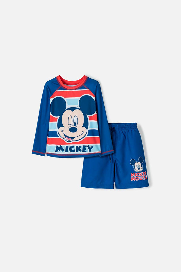 CONJUNTO DE BAÑO DE MICKEY MOUSE DE CAMISETA MANGA LARGA PARA NIÑO 2T A 5T