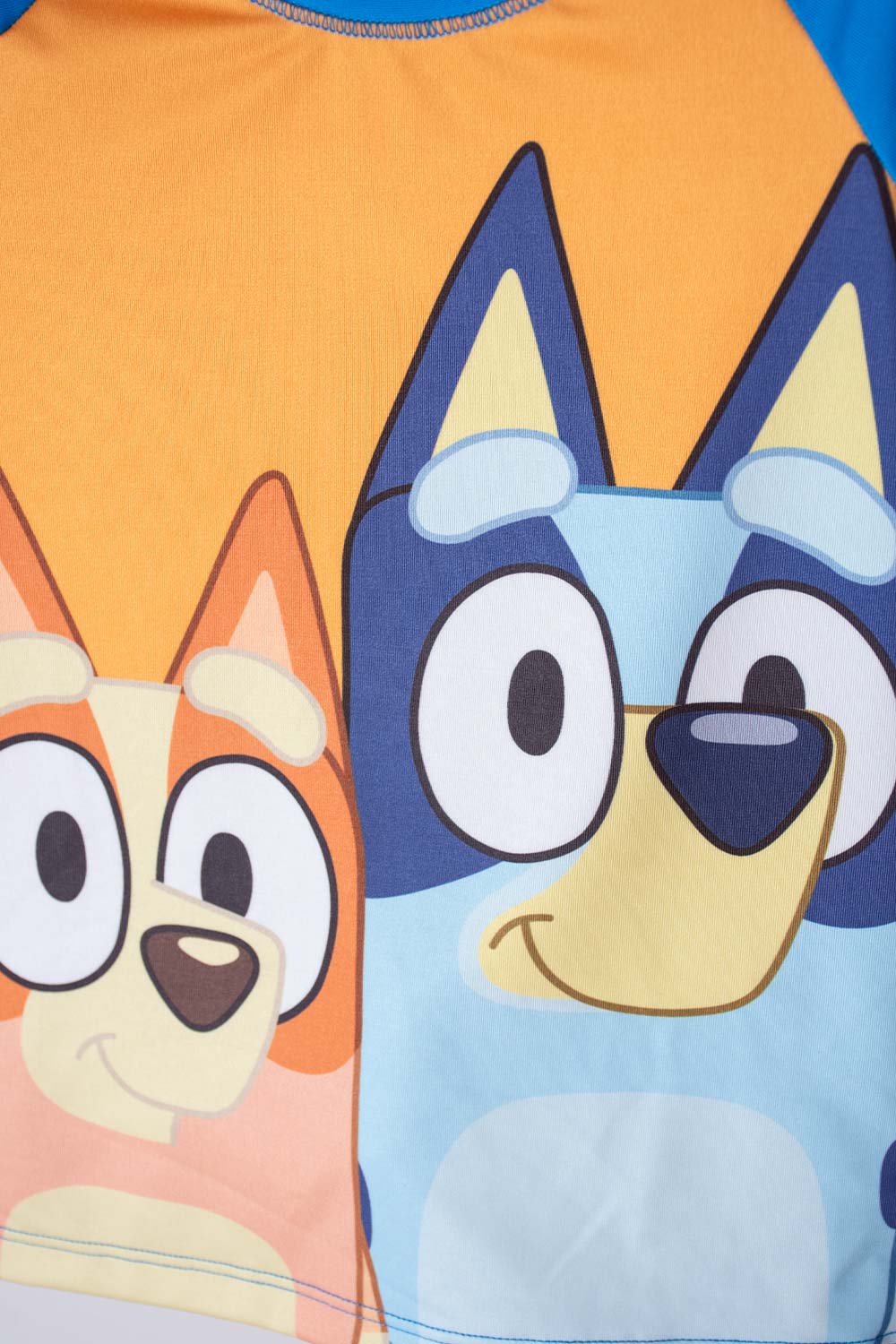 CONJUNTO DE BAÑO DE BLUEY AZUL Y NARANJA MANGA LARGA PARA NIÑO 2T A 6T