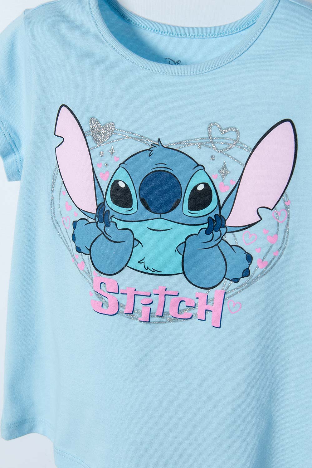 CAMISETA DE STITCH AZUL ICÓNICA PARA NIÑA 2T A 5T