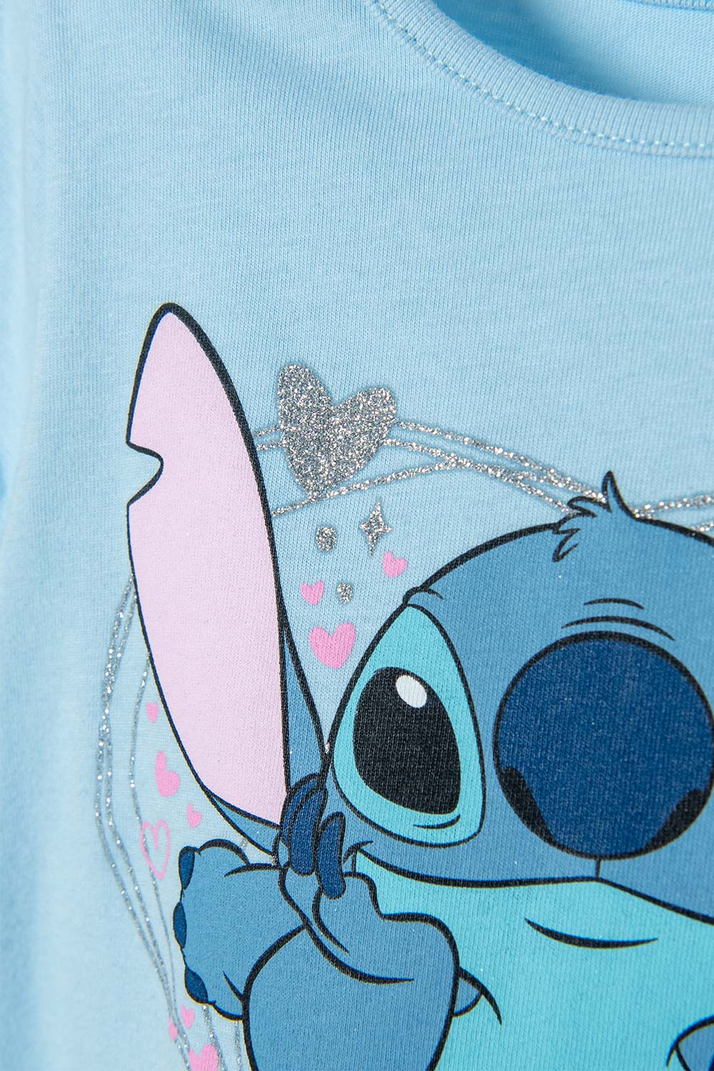 CAMISETA DE STITCH AZUL ICÓNICA PARA NIÑA 2T A 5T