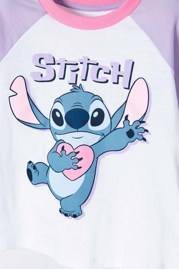 PIJAMA DE STITCH MULTICOLOR DE MANGA CORTA PARA NIÑA 2T A 5T