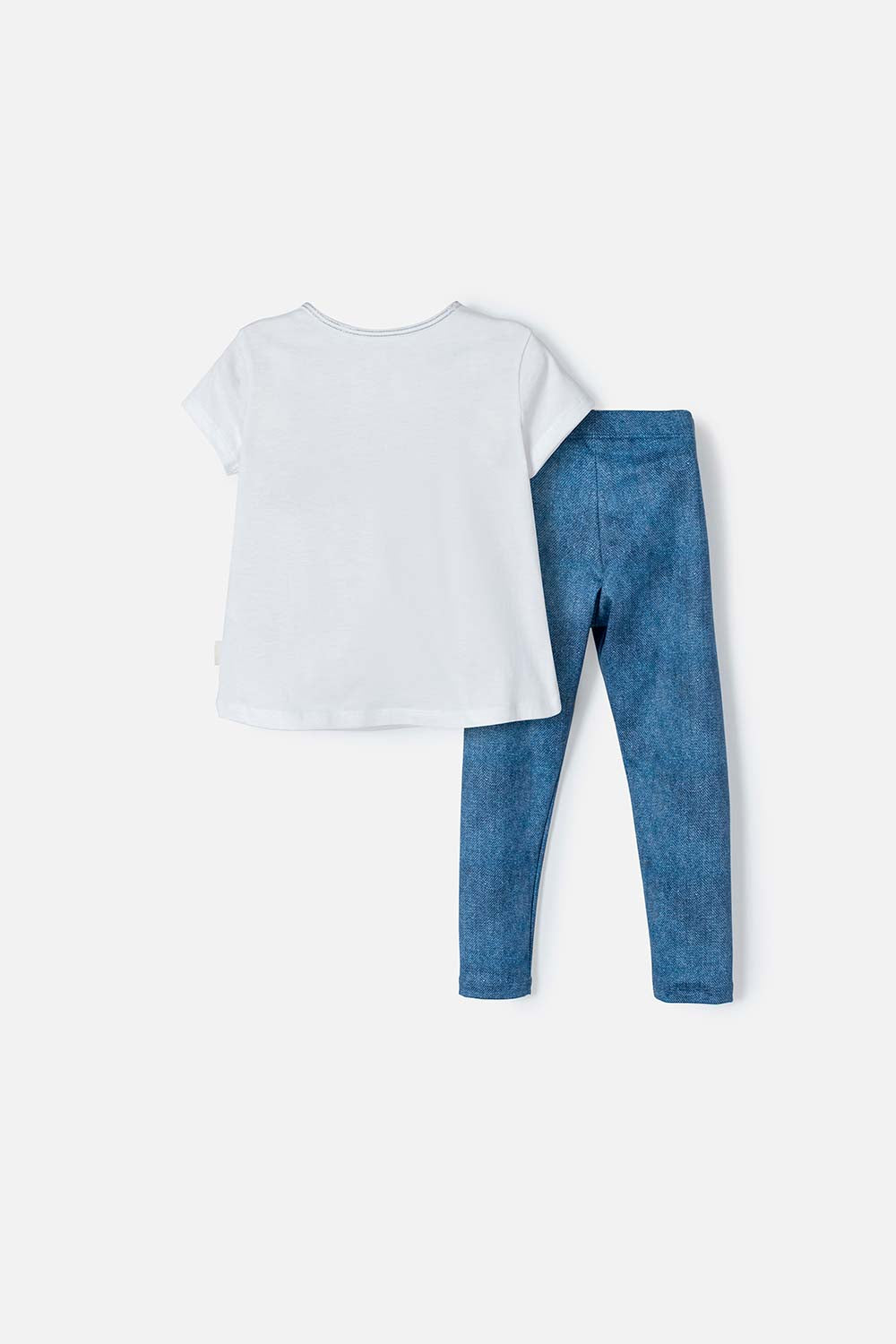 CONJUNTO DE STITCH BLANCO Y AZUL CON CAMISETA MANGA CORTA PARA NIÑA 2T A 5T
