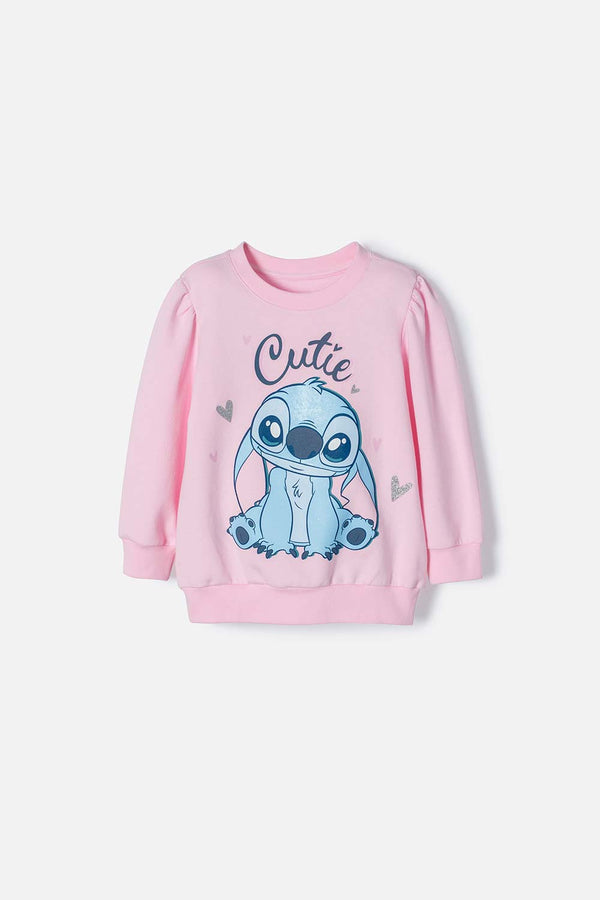 BUZO DE STITCH ROSADO CLARO CERRADO PARA NIÑA 2T A 5T