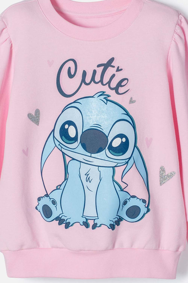 BUZO DE STITCH ROSADO CLARO CERRADO PARA NIÑA 2T A 5T