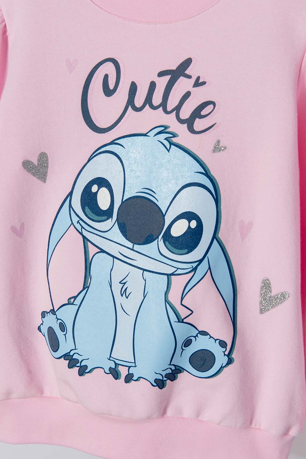 BUZO DE STITCH ROSADO CLARO CERRADO PARA NIÑA 2T A 5T