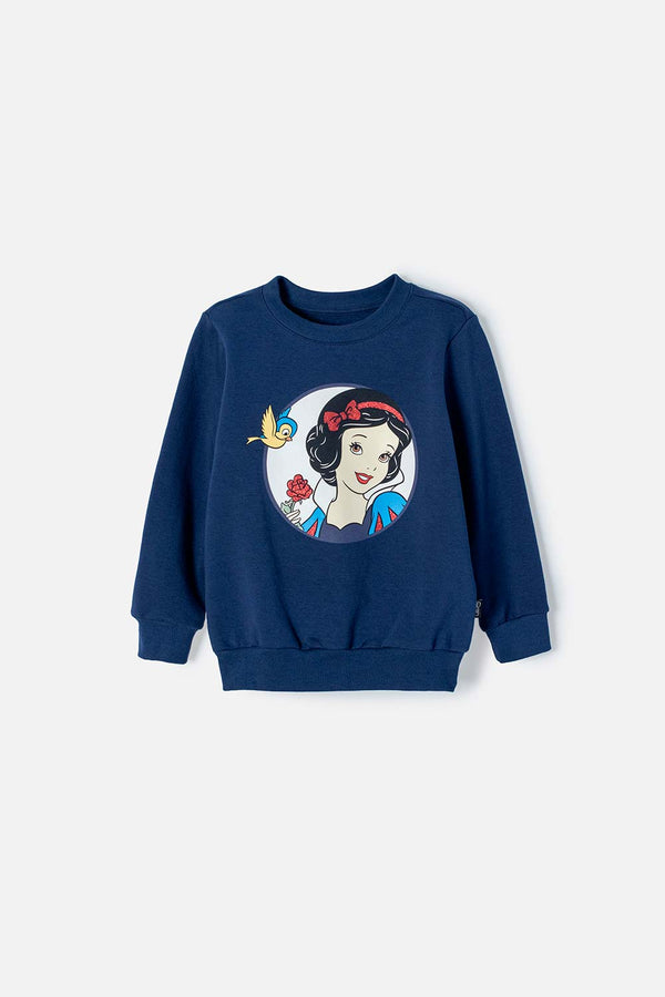 BUZO DE BLANCANIEVES AZUL DE DISEÑO CERRADO PARA NIÑA 2T A 5T