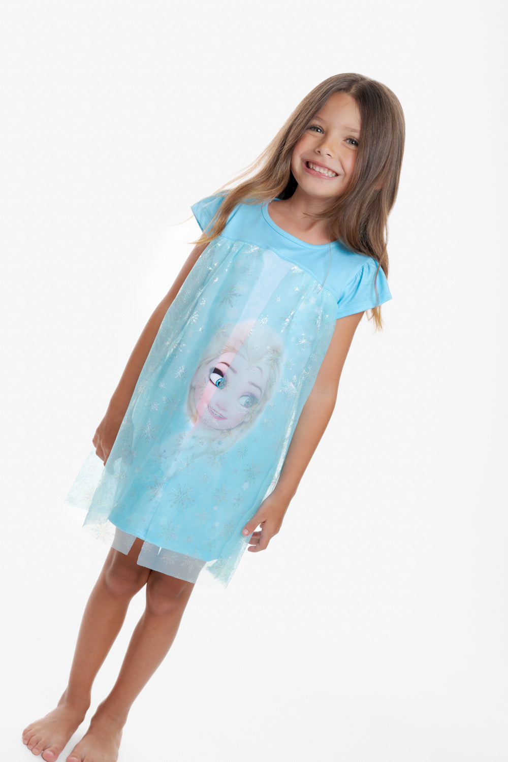 PIJAMA DE FROZEN TIPO BATOLA AZUL PARA NIÑA 2T A 5T