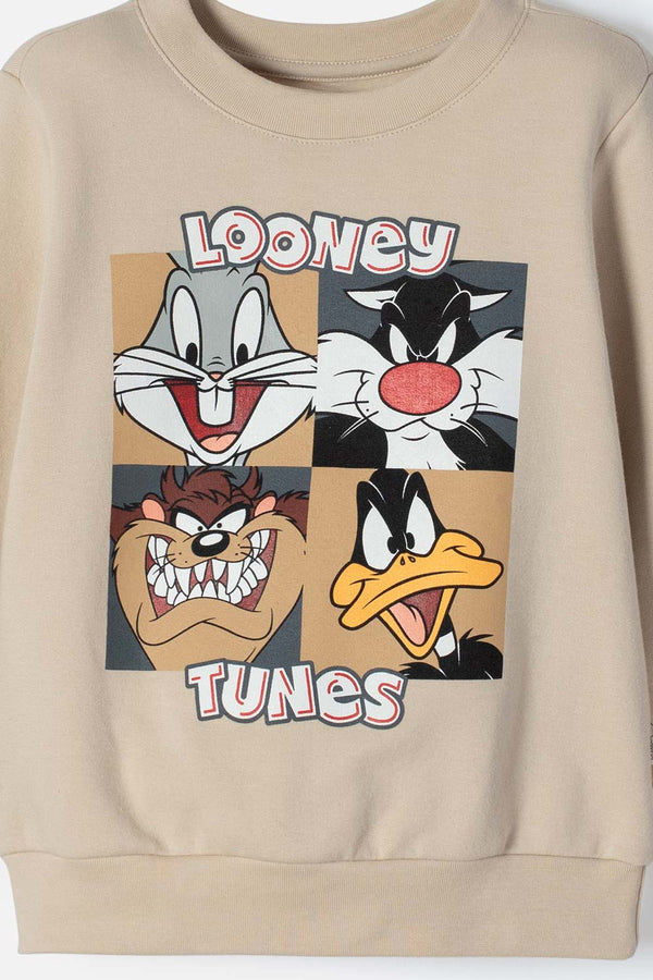 BUZO DE LOS LOONEY TUNES CAQUI CERRADO PARA NIÑO 2T A 5T