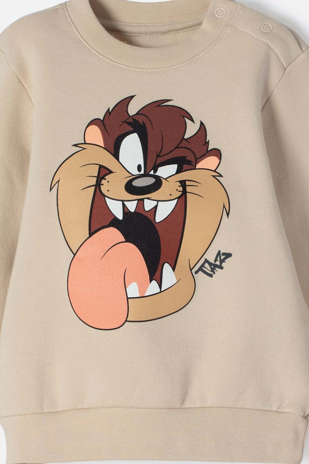 BUZO DE LOS LOONEY TUNES CAQUI ESTAMPADO EN FRENTE PARA BEBÉ NIÑO