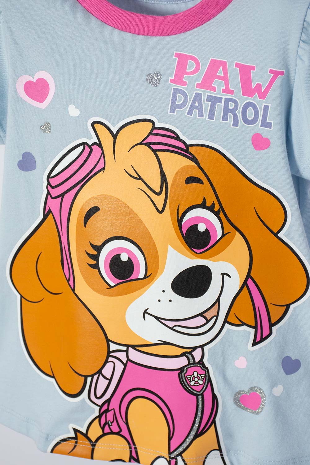 PIJAMA DE PAW PATROL AZUL Y FUCSIA MANGA CORTA PARA NIÑA 2T A 6T