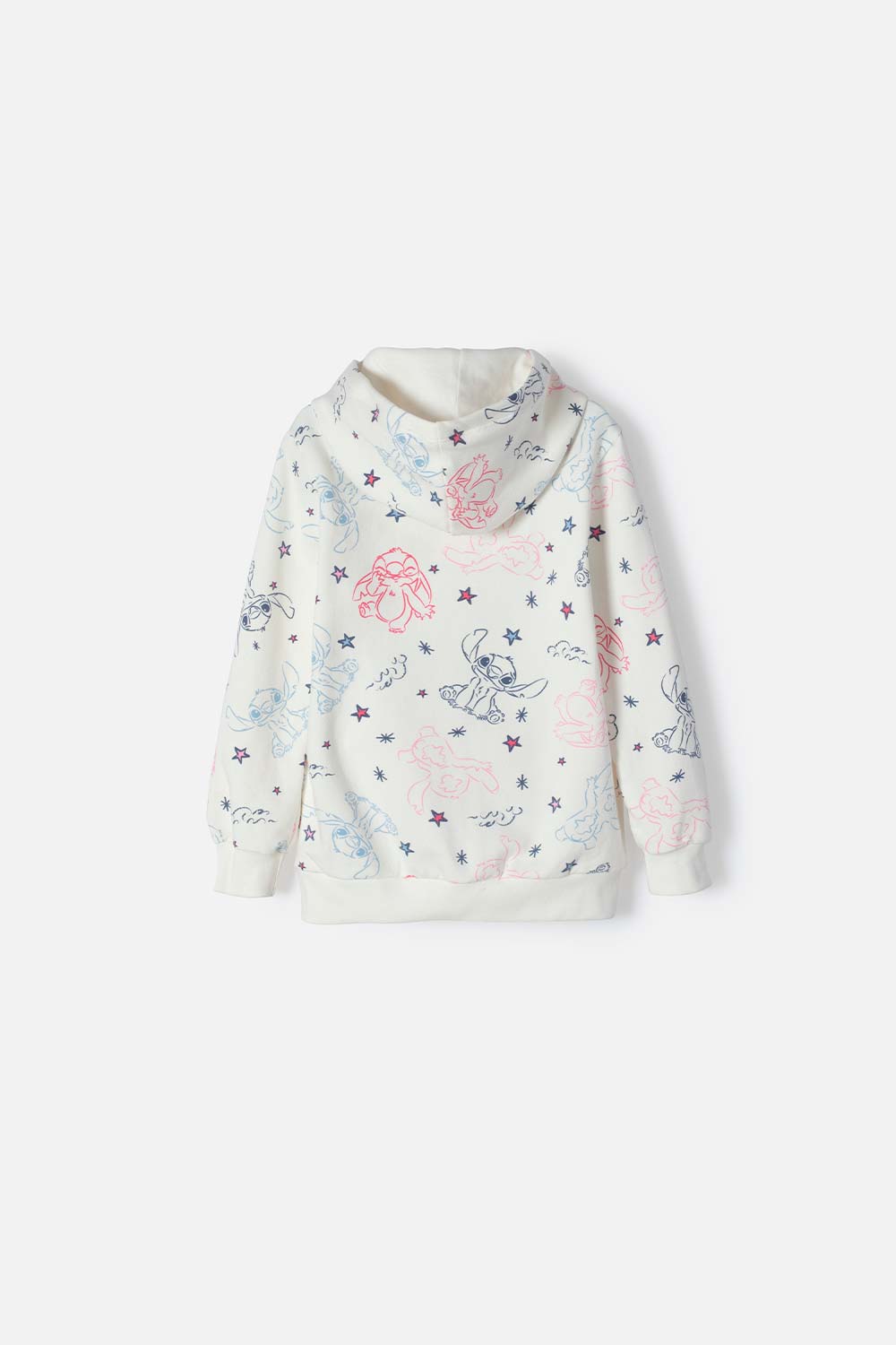 BUZO DE STITCH MARFIL CON CAPUCHA PARA NIÑA 2T A 5T
