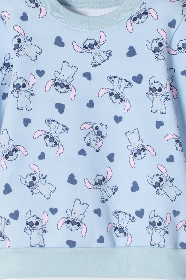 CONJUNTO DE STITCH PANTALÓN LARGO AZUL PARA NIÑA 2T A 5T