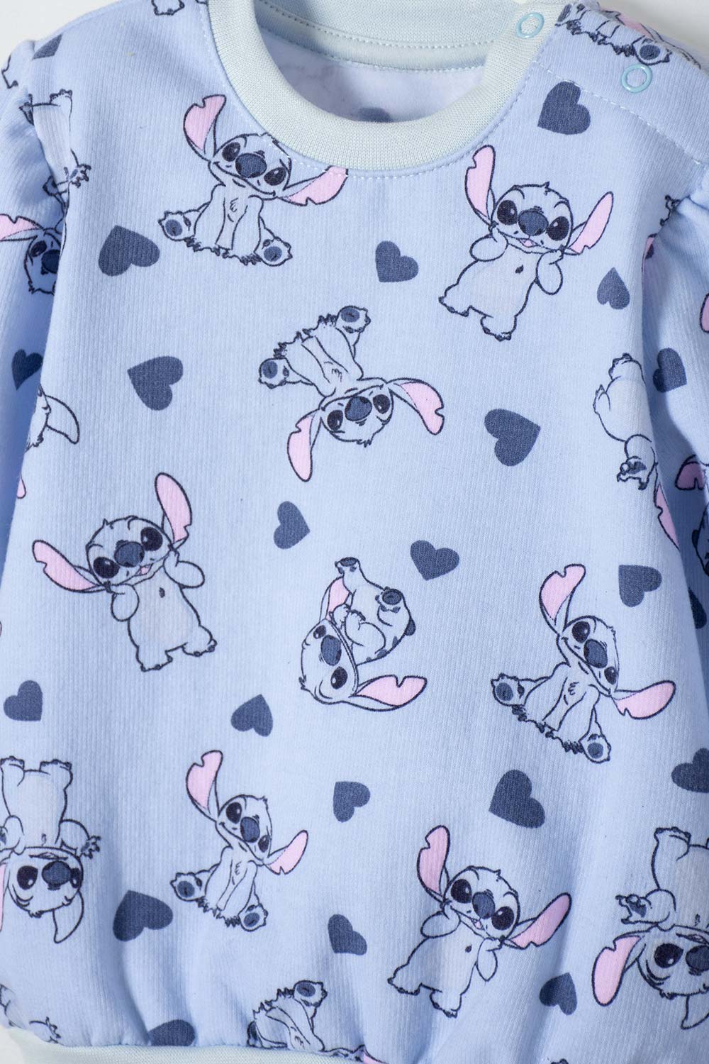 CONJUNTO DE STITCH PANTALÓN LARGO AZUL CIELO PARA BEBÉ NIÑA