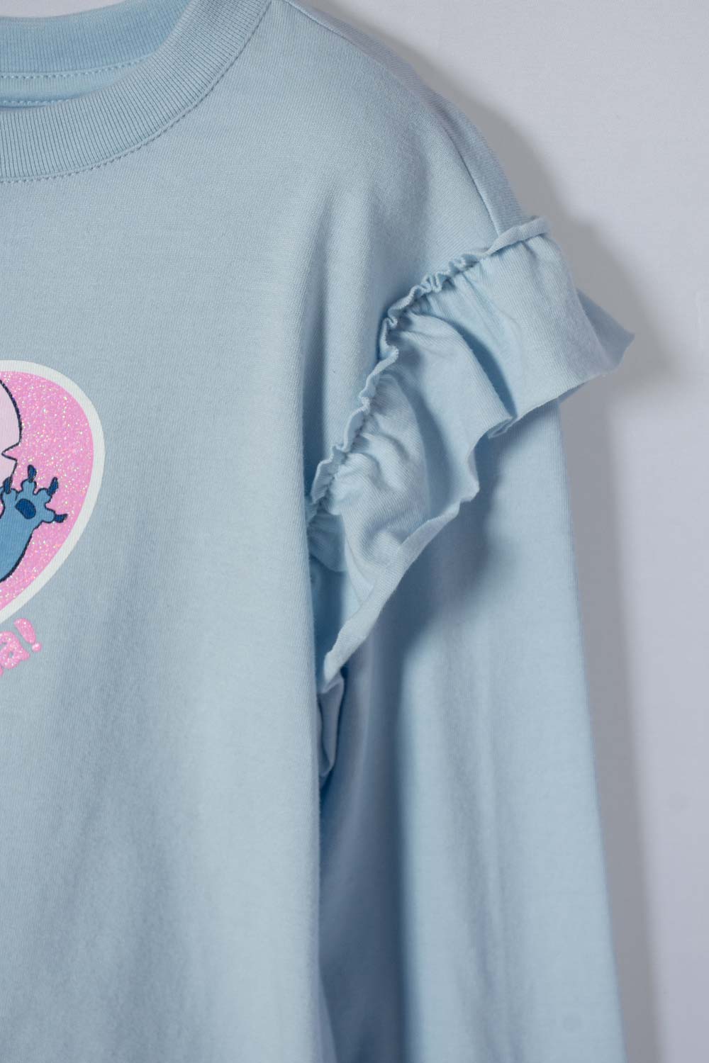 CAMISETA DE STITCH AZUL MANGA LARGA PARA NIÑA 2T A 5T