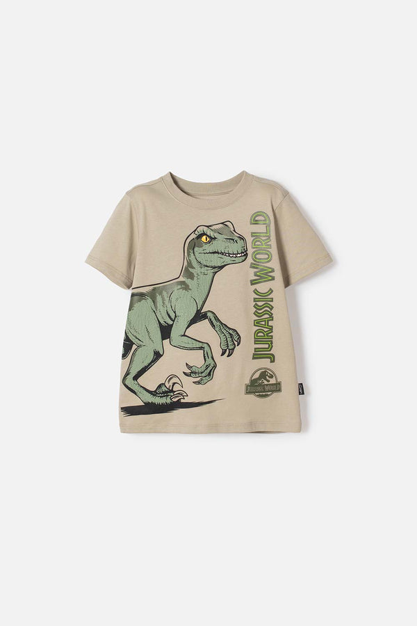 CAMISETA DE JURASSIC WORLD VERDE ESTAMPADA EN FRENTE PARA NIÑO 2T A 5T