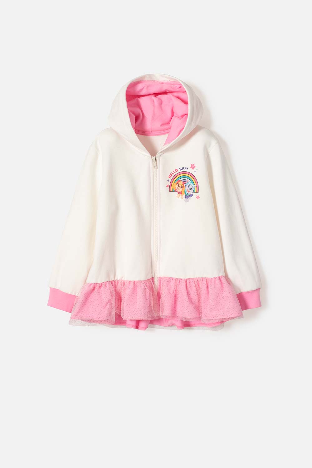 BUZO DE PAW PATROL CON CIERRE MARFIL Y ROSADO PARA NIÑA 2T A 6T