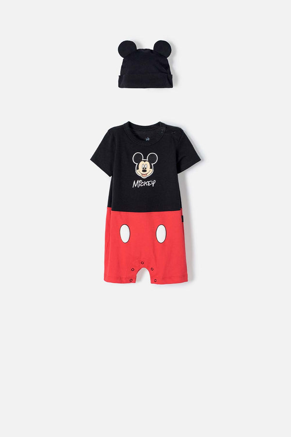 ENTERIZO DE MICKEY MOUSE CON BROCHES MULTICOLOR PARA BEBÉ NIÑO