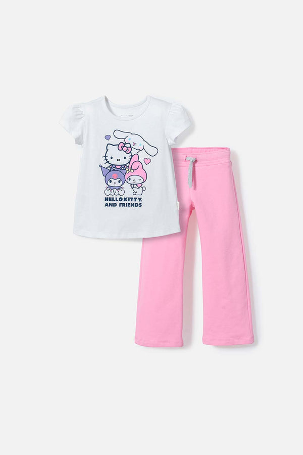 CONJUNTO DE HELLO KITTY MULTICOLOR DE PANTALÓN LARGO PARA NIÑA 2T A 5T
