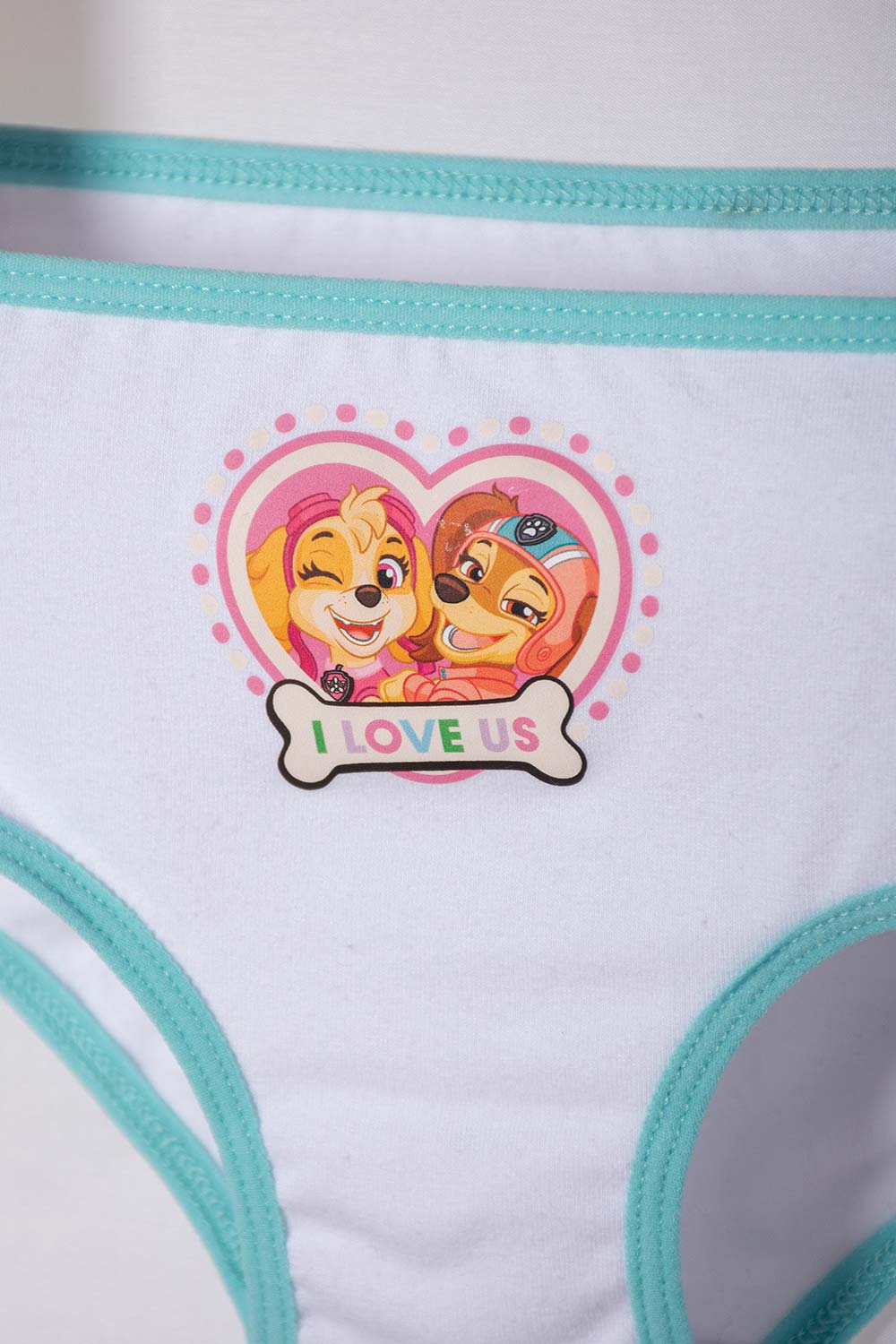 PACK X2 PANTIES DE PAW PATROL BLANCO Y TURQUESA PARA NIÑA 2T A 6T