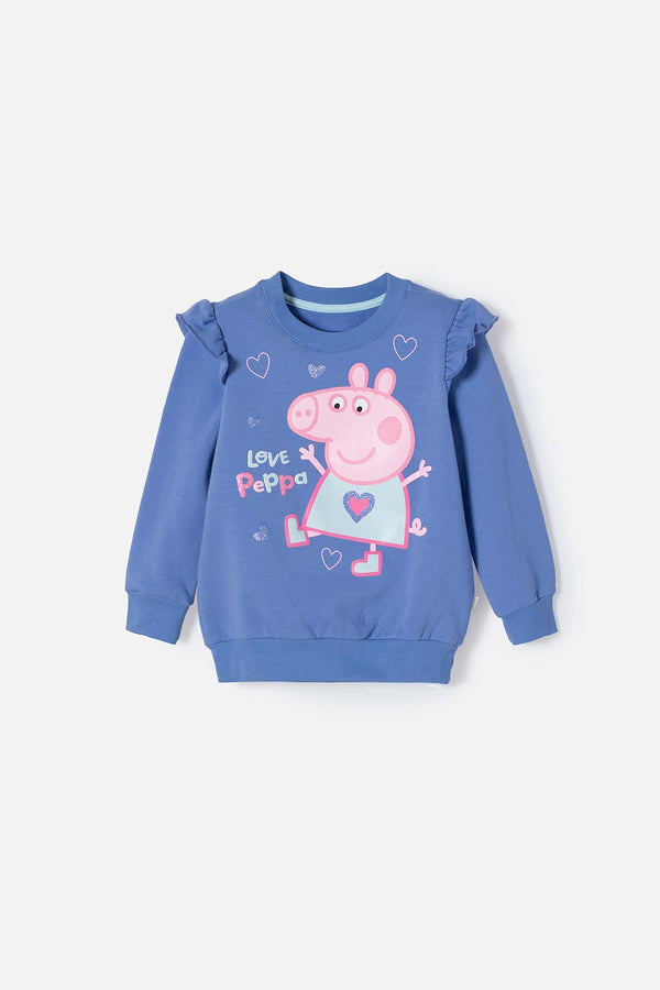 BUZO DE PEPPA PIG MORADO DE DISEÑO CERRADO PARA NIÑA 2T A 5T