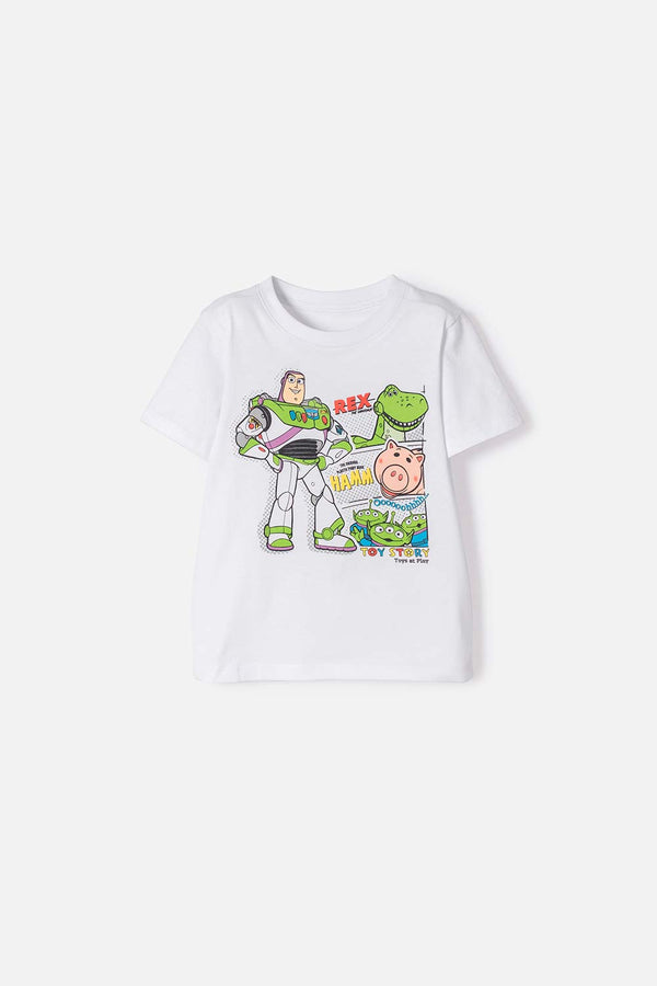 CAMISETA TOY STORY MANGA CORTA BLANCO PARA NIÑO 2T A 5T