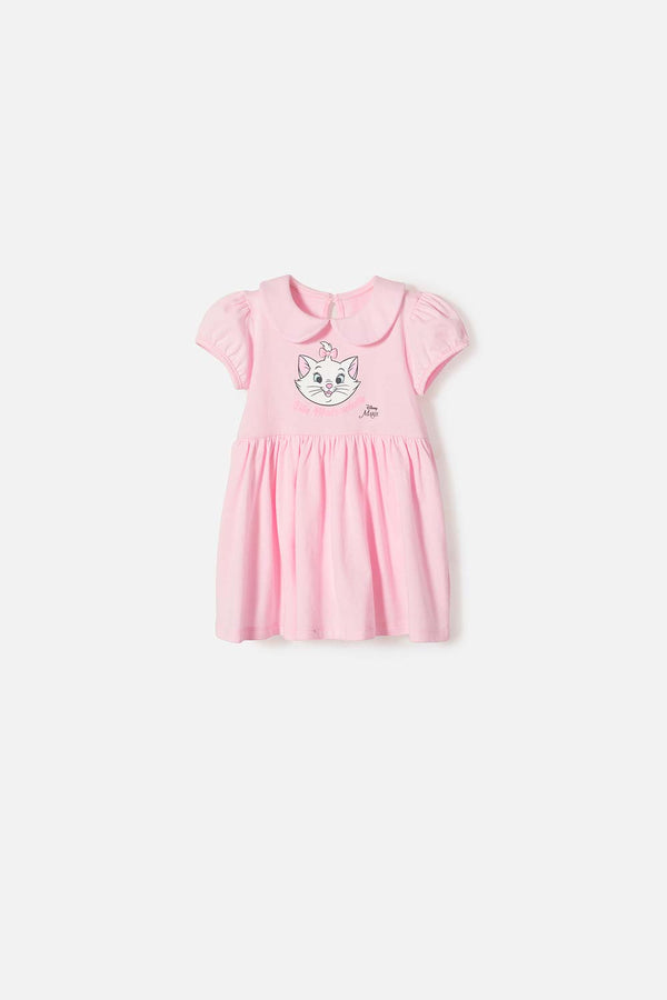 VESTIDO DE LA GATA MARIE CON BODY ROSADO PARA BEBÉ NIÑA