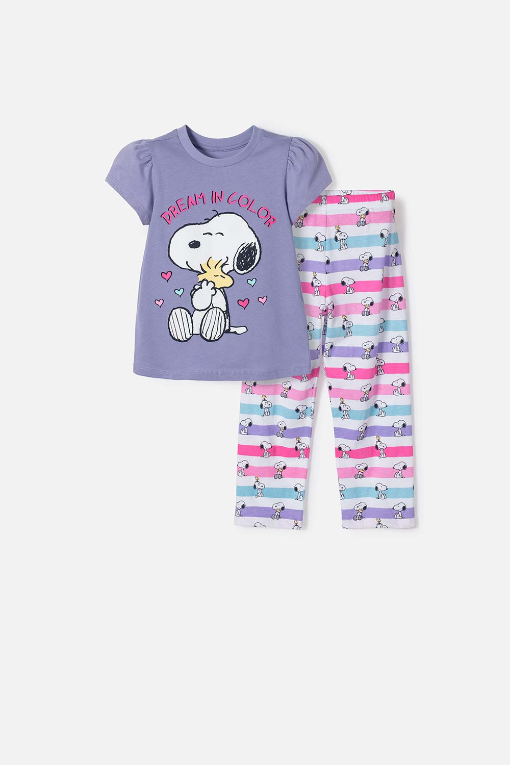PIJAMA DE SNOOPY CON PANTALÓN LARGO MULTICOLOR PARA NIÑA 2T A 5T
