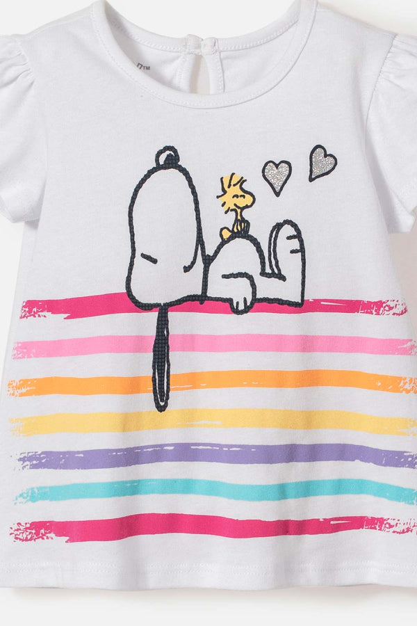 CONJUNTO DE SNOOPY MANGA CORTA MULTICOLOR PARA BEBÉ NIÑA