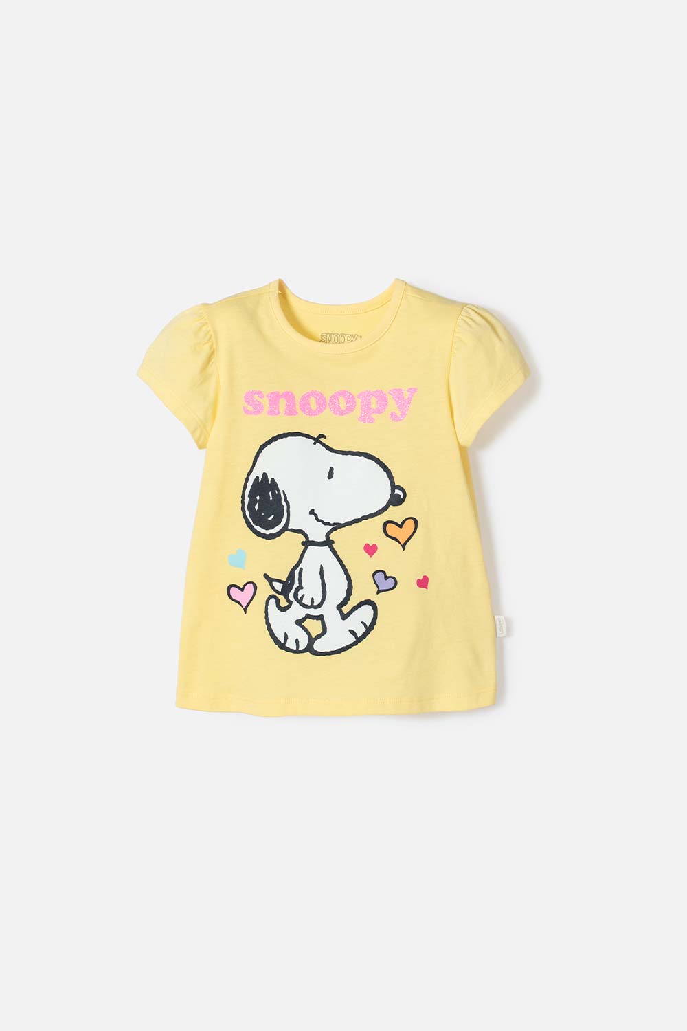 CAMISETA DE SNOOPY MANGA CORTA AMARILLA PARA NIÑA 2T A 5T