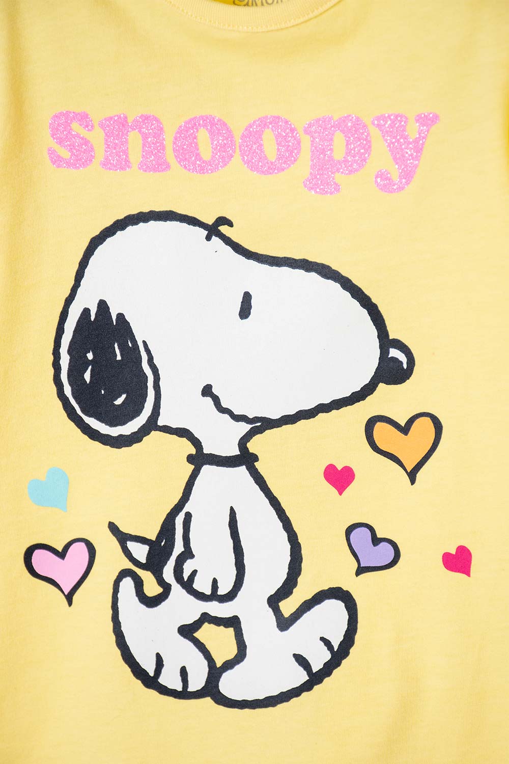CAMISETA DE SNOOPY MANGA CORTA AMARILLA PARA NIÑA 2T A 5T