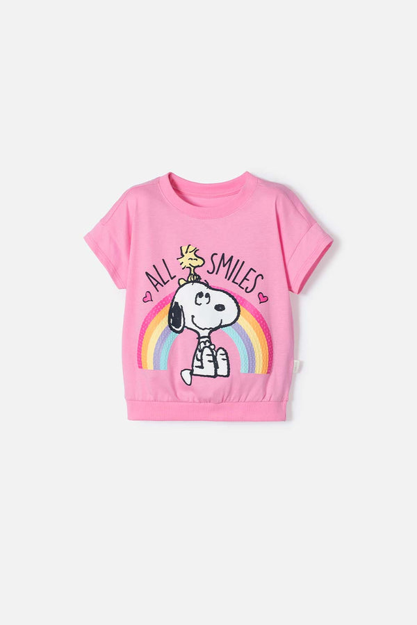 CAMISETA DE SNOOPY MANGA CORTA PARA NIÑA 2T A 5T
