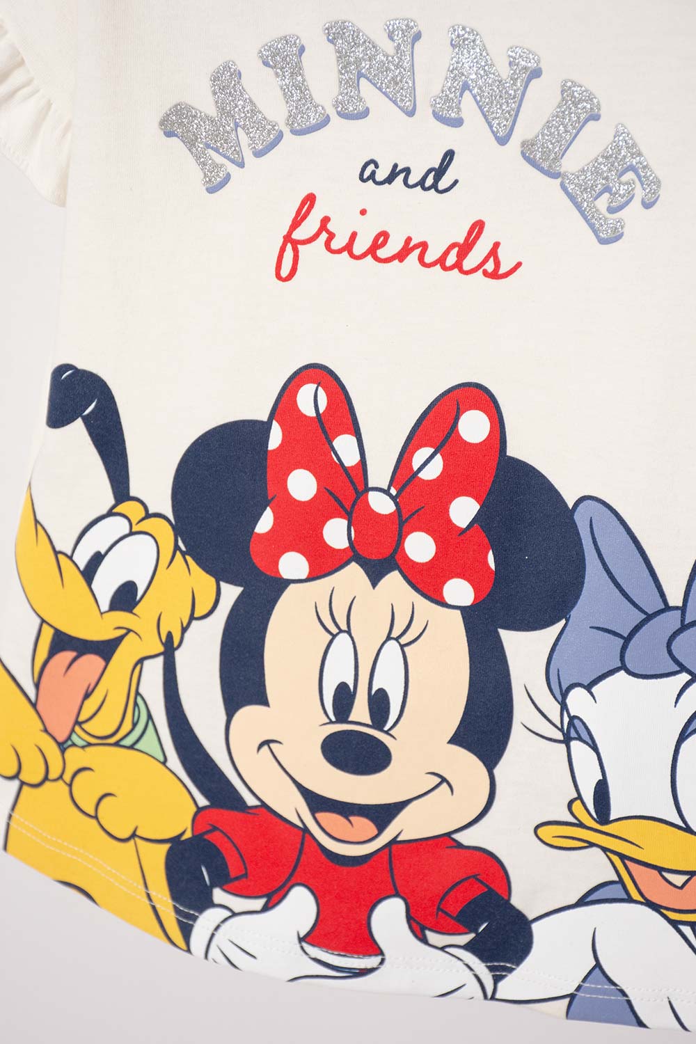 CAMISETA DE MINNIE MOUSE MANGA CORTA MARFIL PARA NIÑA 2T A 5T