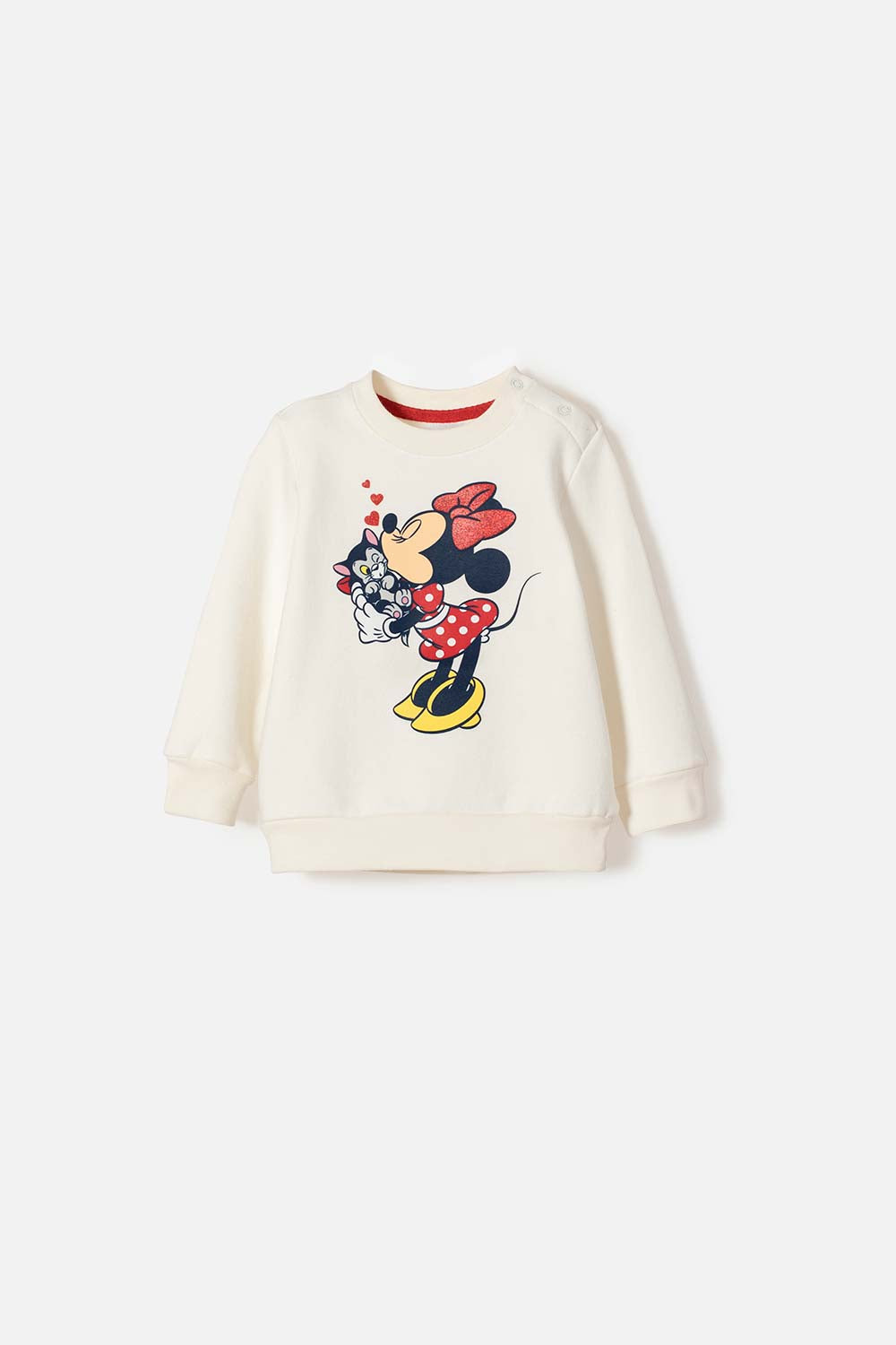 BUZO DE MINNIE MOUSE CERRADO MARFIL PARA BEBÉ NIÑA
