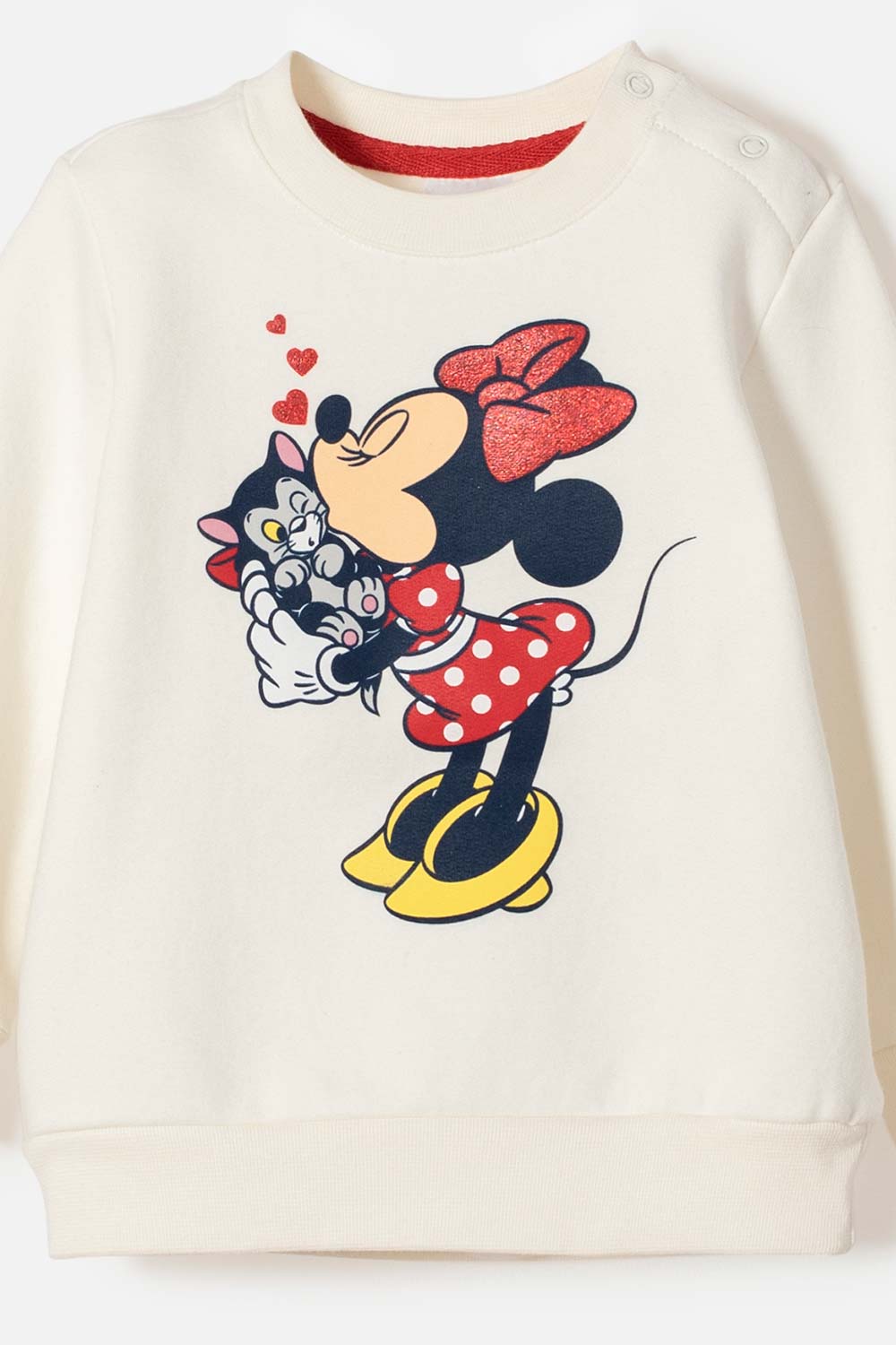 BUZO DE MINNIE MOUSE CERRADO MARFIL PARA BEBÉ NIÑA