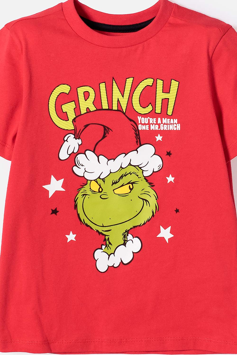 PIJAMA DE GRINCH PANTALÓN LARGO ROJO PARA NIÑO 2T A 5T