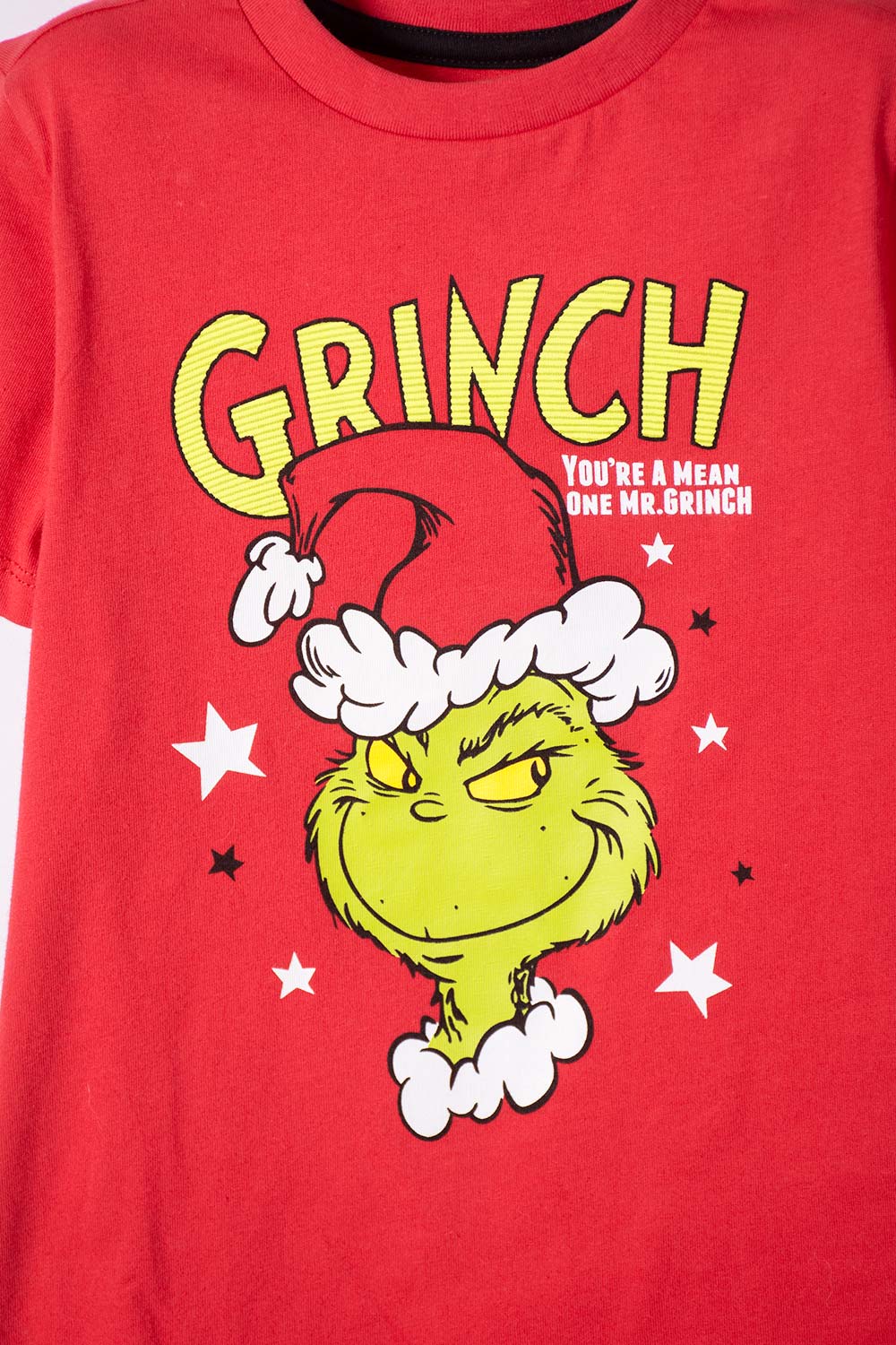 PIJAMA DE GRINCH PANTALÓN LARGO ROJO PARA NIÑO 2T A 5T